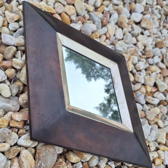 Mirror Wall Hanging Decor Rustic Metal Frame Vintage Modern Industrial Triangle - Picture 3 of 16